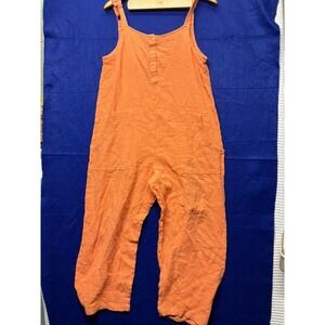 Coastal Womens Serra Cotton Gauze Henley Jumpsuit L Orange